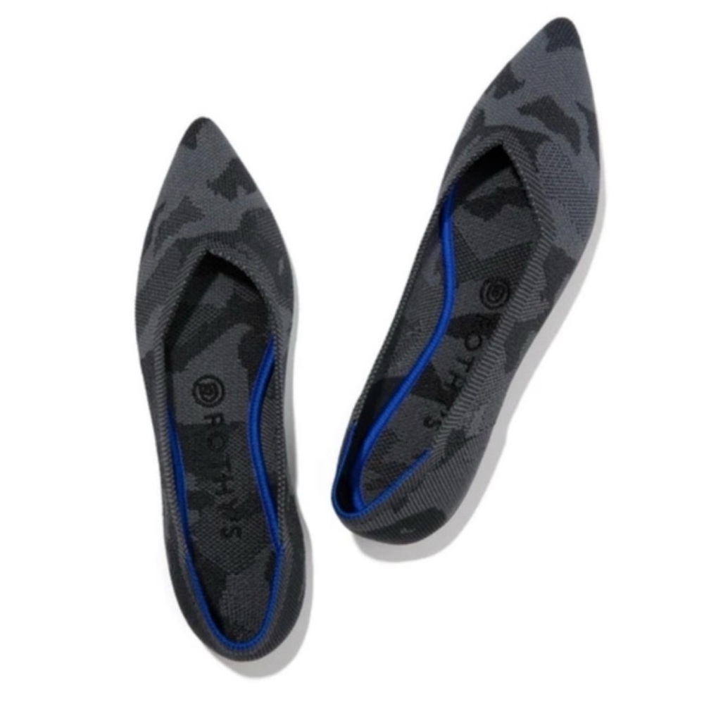 EUC Rothy's The Point Gray Camuflage Toe Ballet Flats
